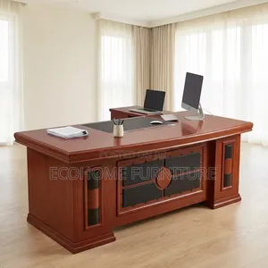 Executive Office Desk Wooden Managerial Workstation With Storage