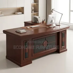 Executive Office Desk Wooden Managerial Workstation With Storage