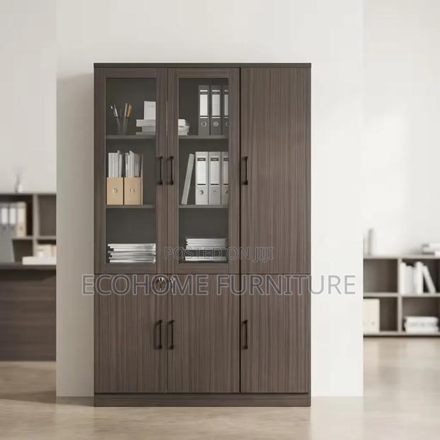 Office Cabinet Wooden Filing Storage Cabinet With Glass Doors - main view