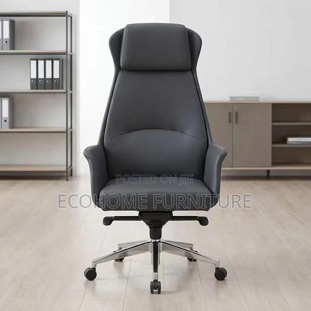 Executive Office Chair High Back Black Leather Manager Chair - thumbnail 2