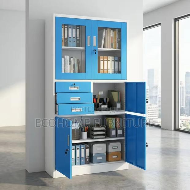 Office Cabinet Metal Filing Storage Cabinet With Glass Doors - thumbnail 2