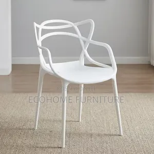 Plastic Chair White Stackable Dining Restaurant Armchair