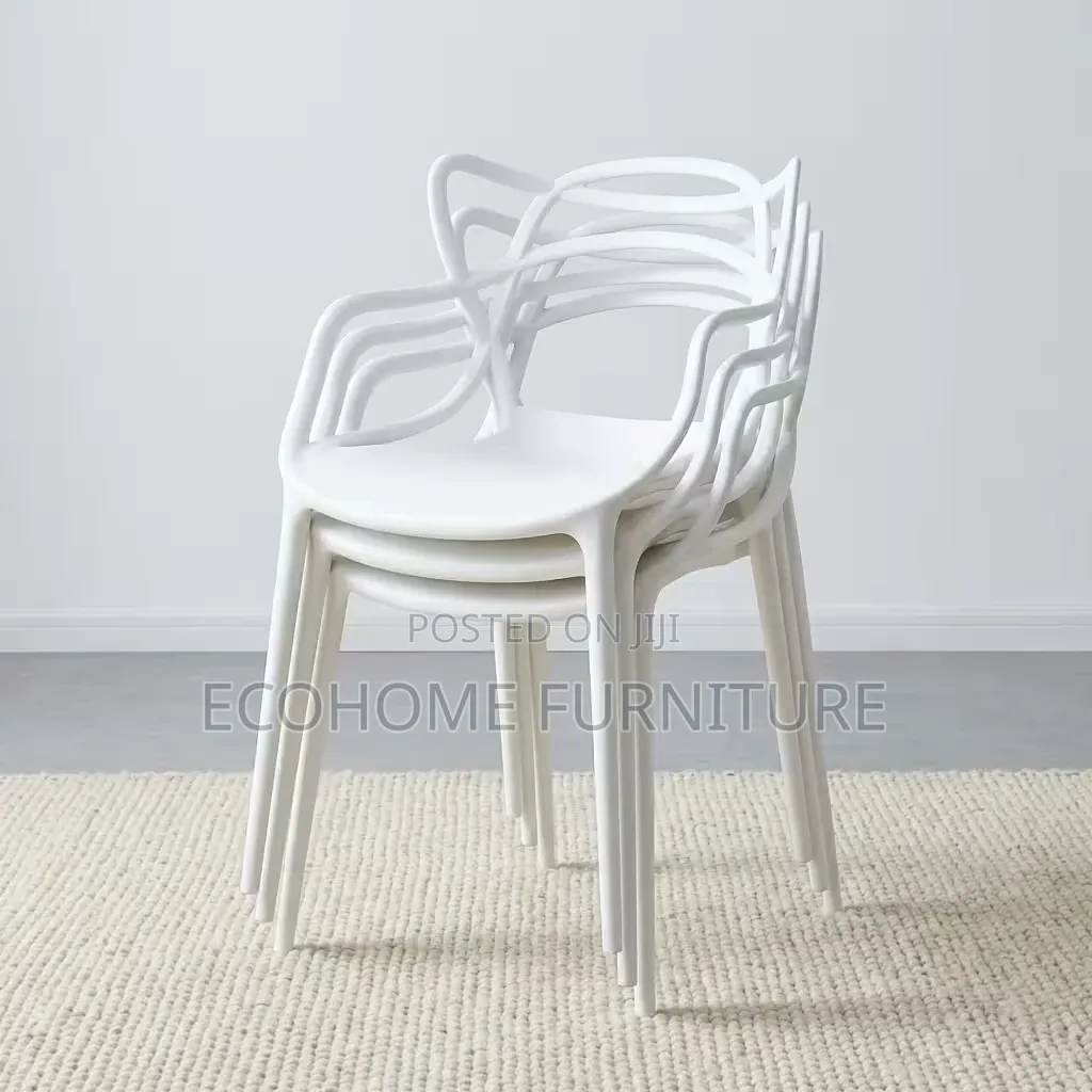 Plastic Chair White Stackable Dining Restaurant Armchair