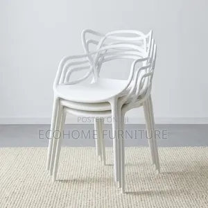 Plastic Chair White Stackable Dining Restaurant Armchair