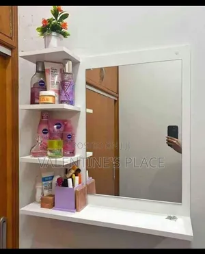 Make Up Station Modern Wall-Mounted Vanity Mirror With Side Storage