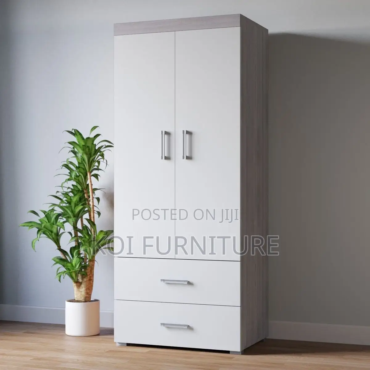 White Double Door Storage Wardrobe