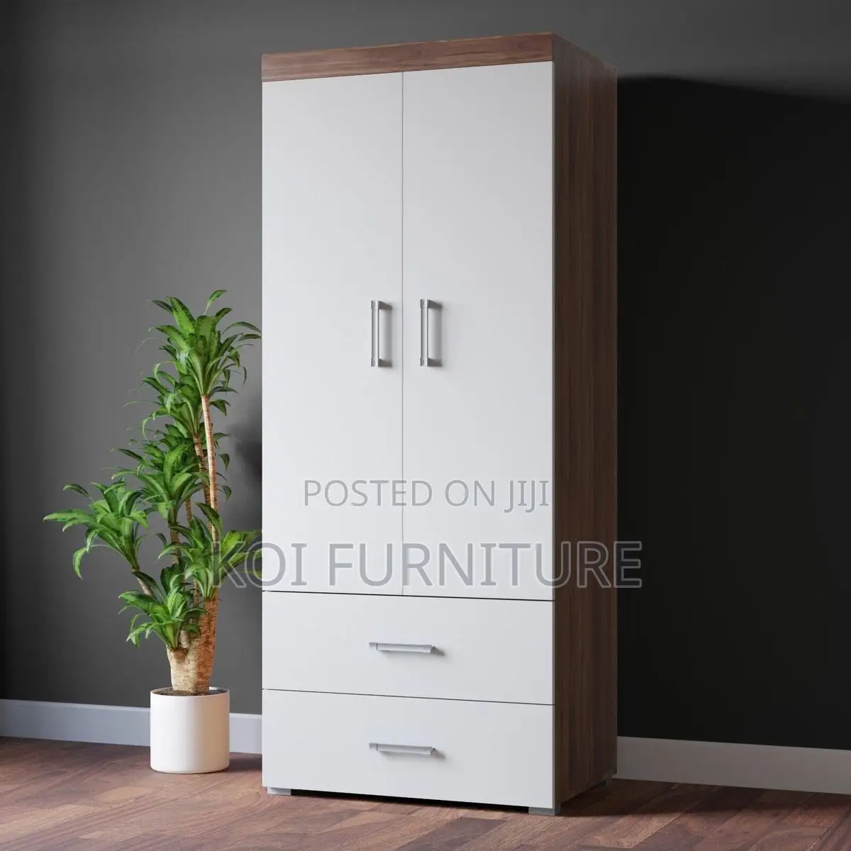 White Double Door Storage Wardrobe