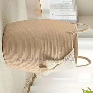 Large 65L Cotton Rope/ Decorative Woven Basket With Extended Handles
