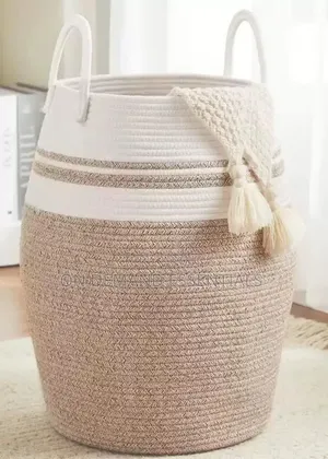 Large 65L Cotton Rope/ Decorative Woven Basket With Extended Handles