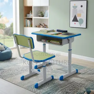 Home Desk; Adjustable Brown Kids Desk Chair Set
