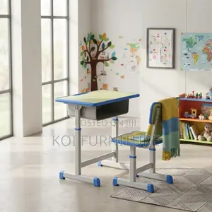 Home Desk; Adjustable Brown Kids Desk Chair Set
