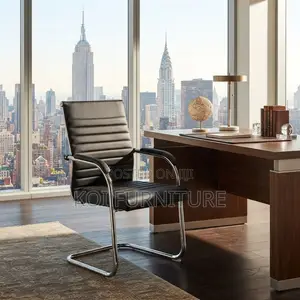 Office Chairs; High Back Leather Sledd Office Seat