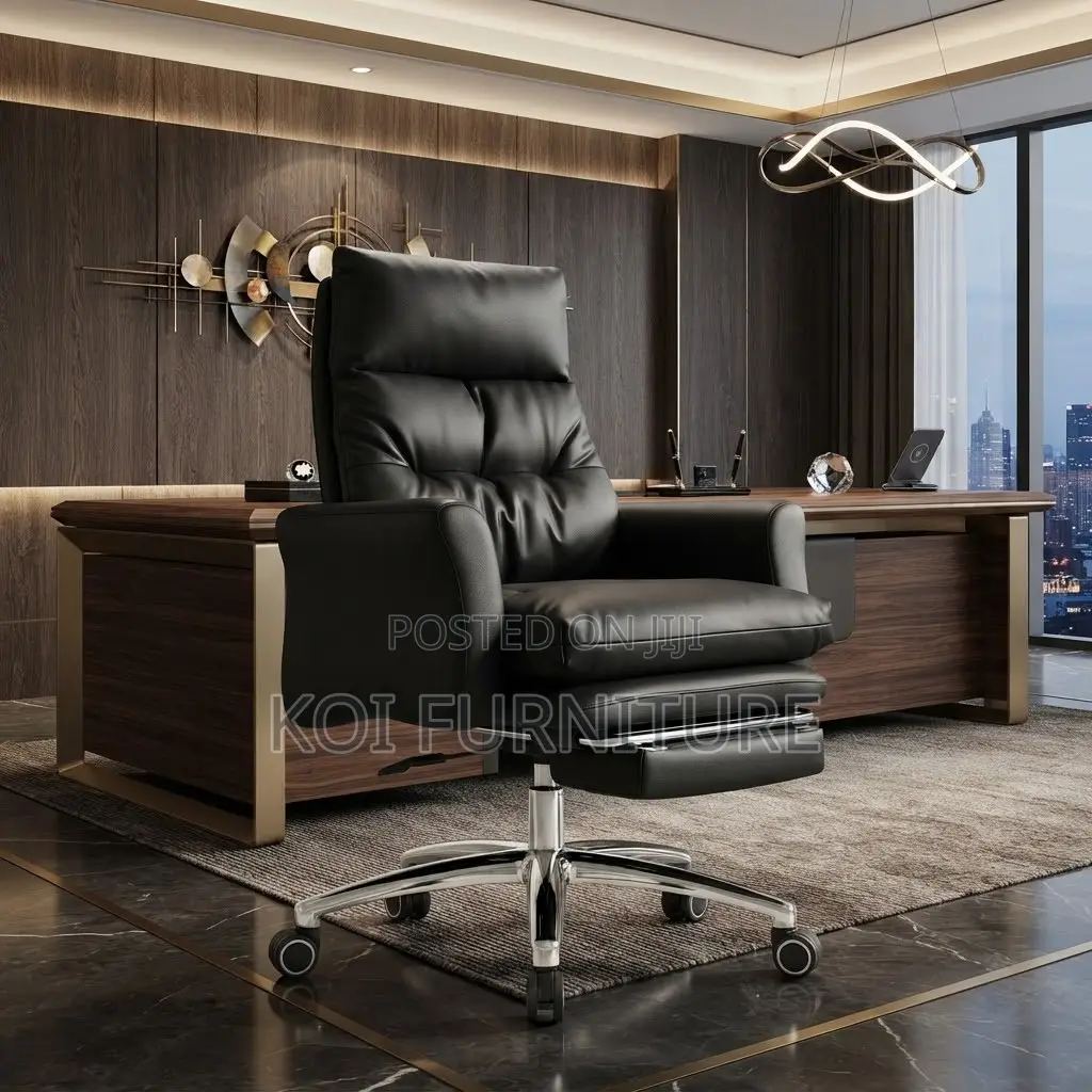 Office Chair; Heavy Leather Office Executive High Back Chair