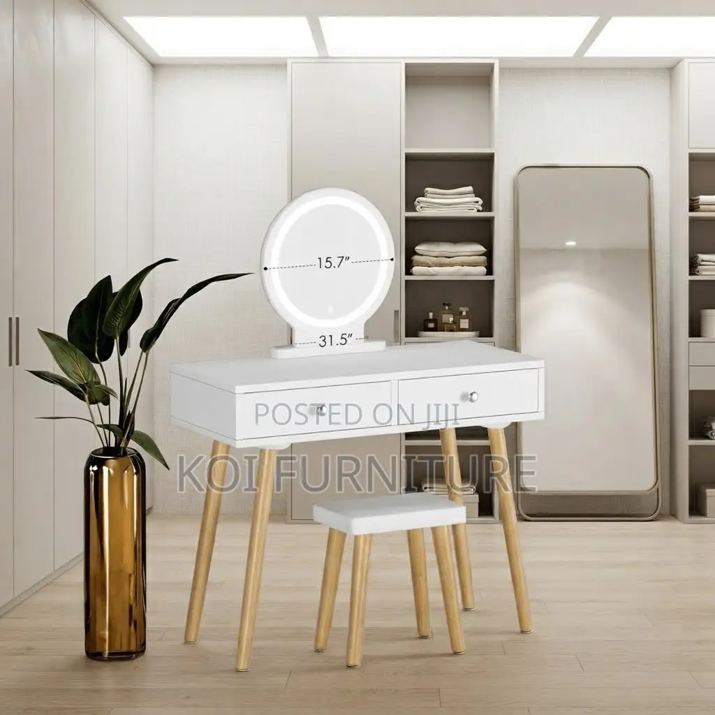Dresers; Golden White Class Dressing Room Vanity Set