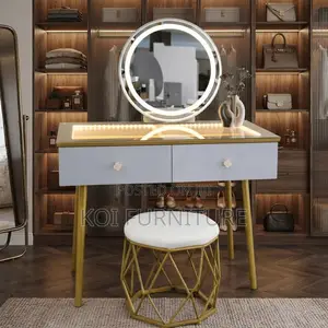 Dresers; Golden White Class Dressing Room Vanity Set