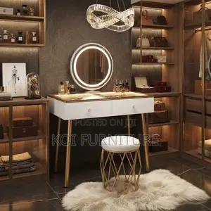 Dresers; Golden White Class Dressing Room Vanity Set