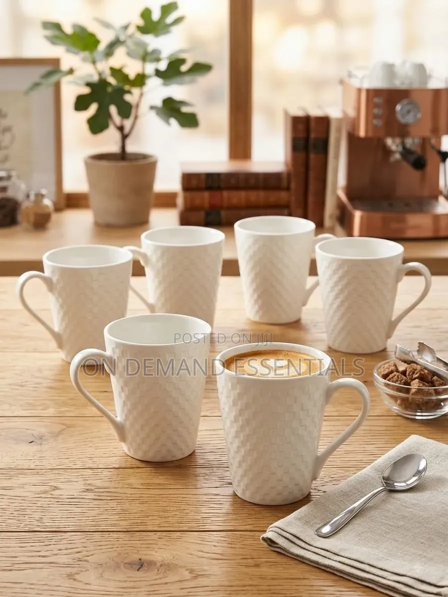 White Ceramic Checked Mug