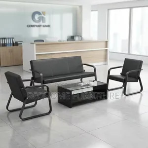 Waiting Area Chairs 3 Seater Office Sofa Set Black