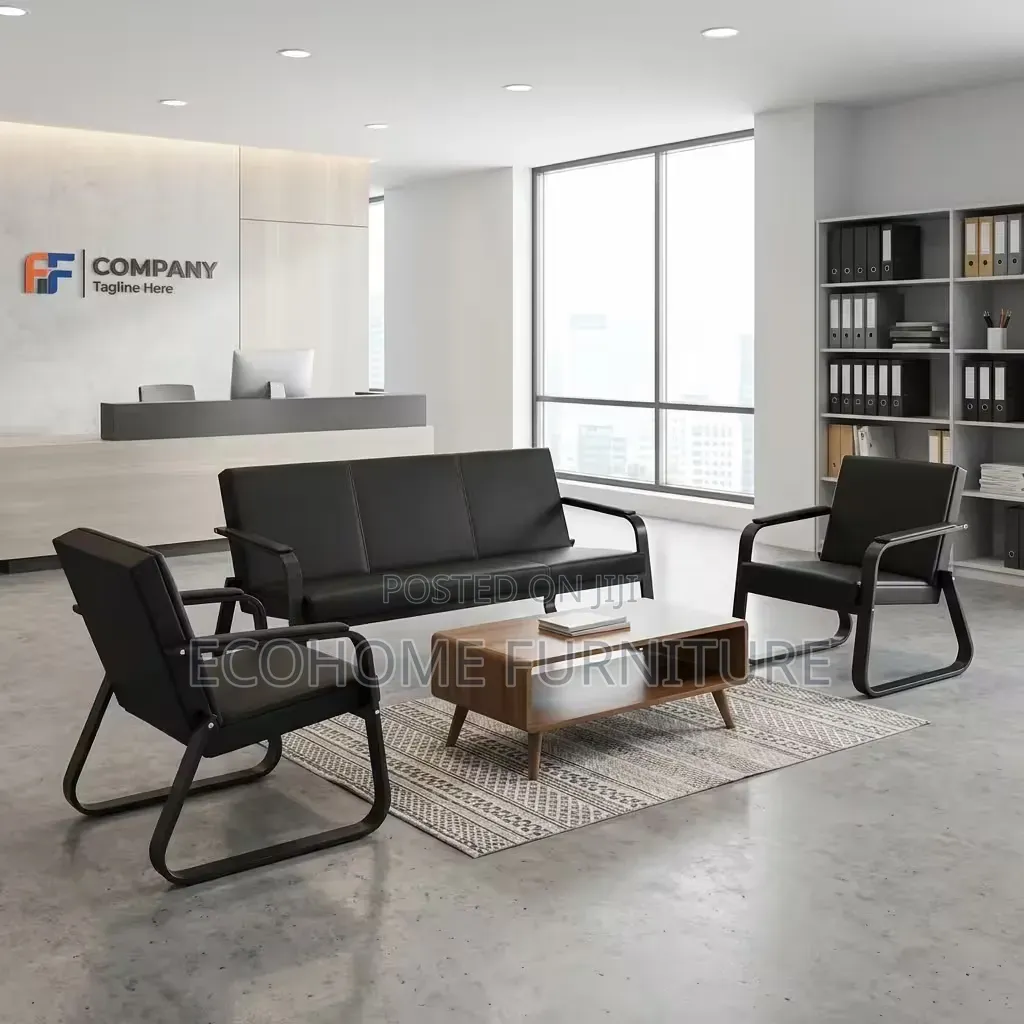 Waiting Area Chairs 3 Seater Office Sofa Set Black