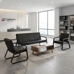 Waiting Area Chairs 3 Seater Office Sofa Set Black