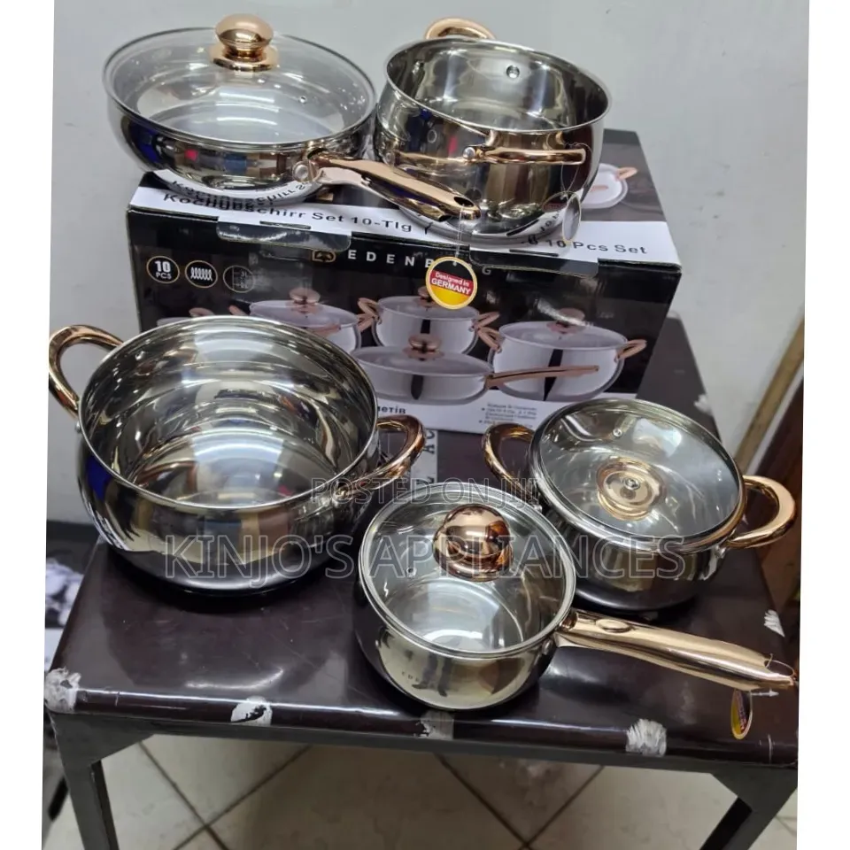 10 Pieces Gold Stainless Steel Edenburg EB-2422 Cookware Set