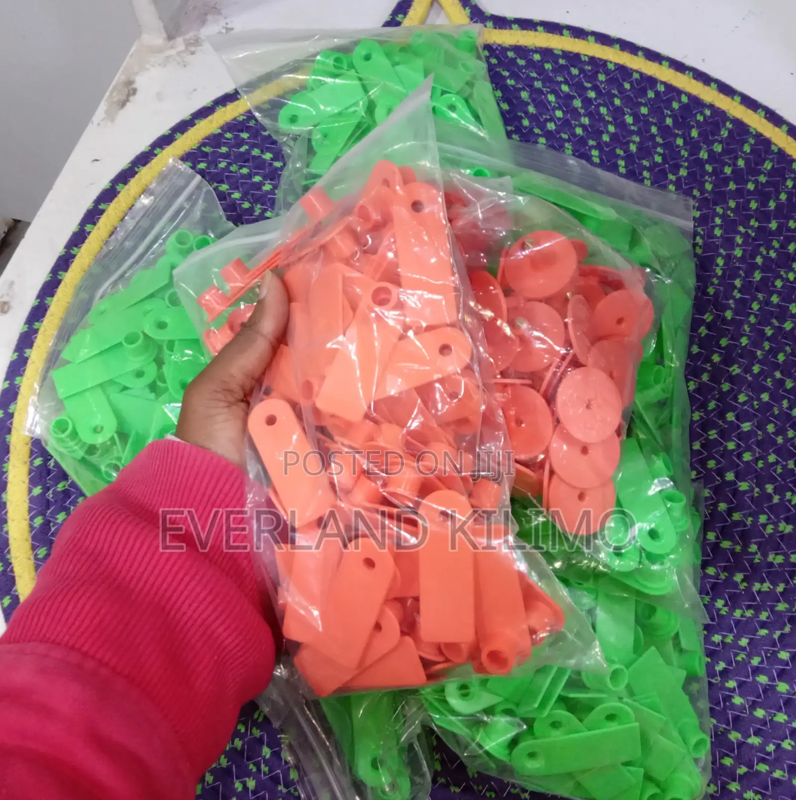 Orange Customizable Ear Tags for Goats