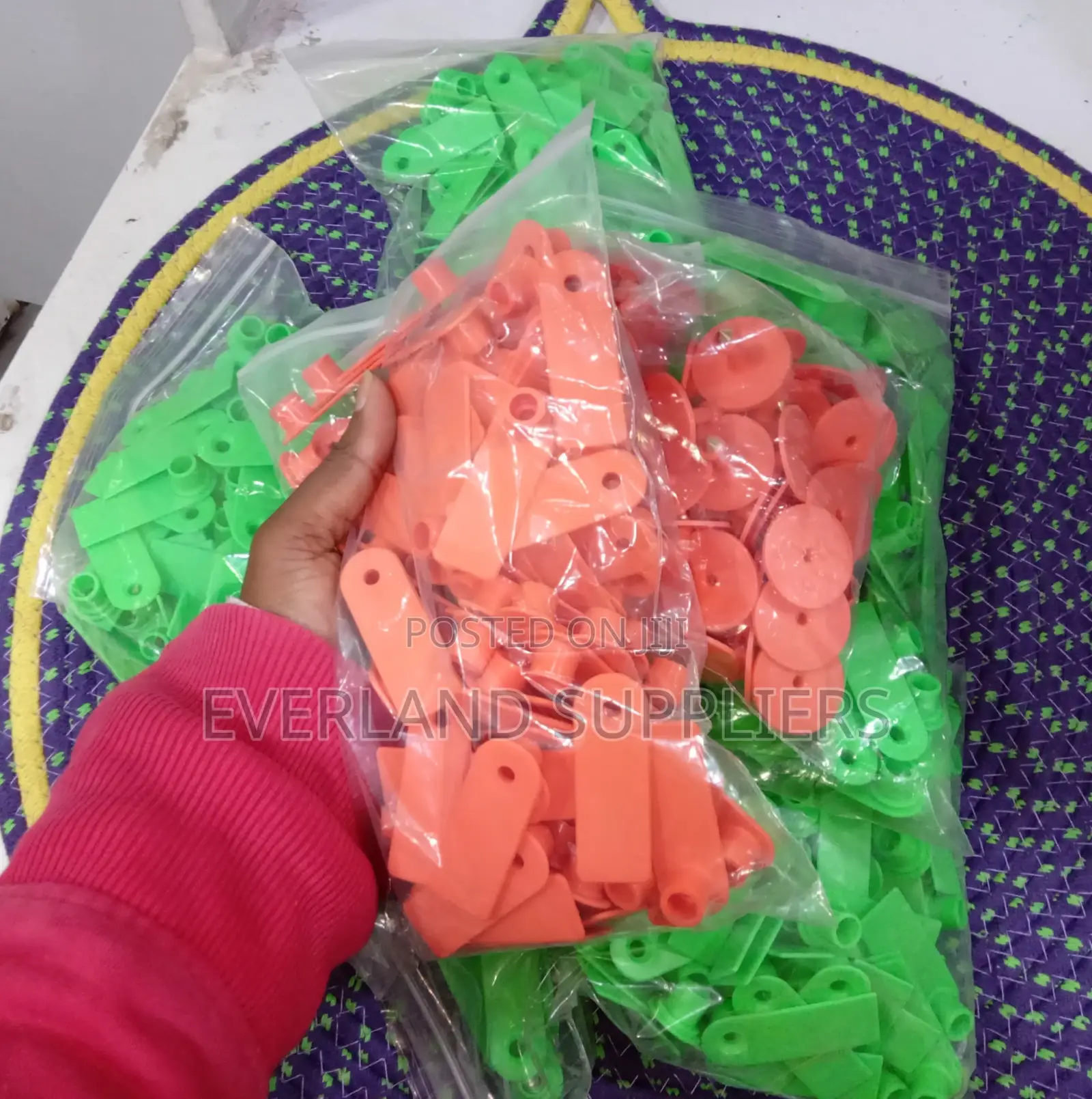 Orange Customizable Ear Tags for Goats