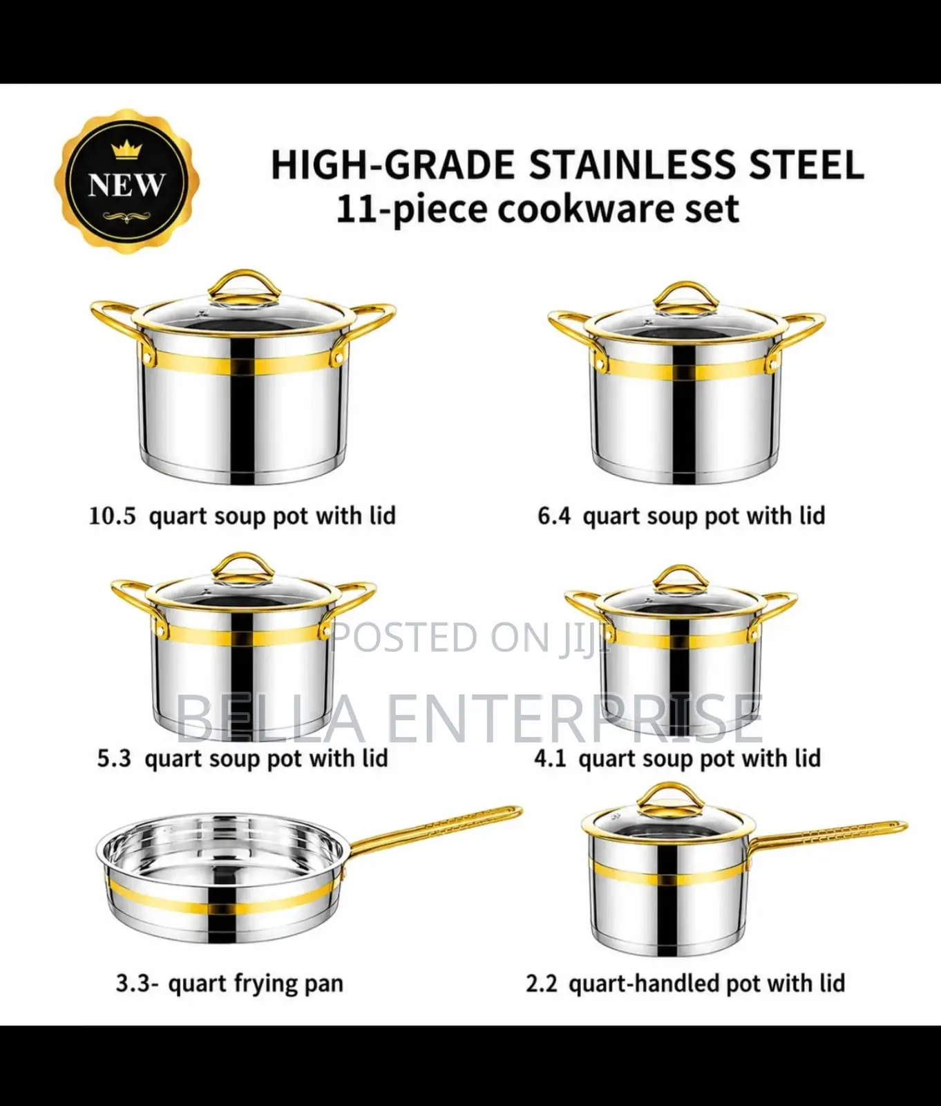 11-Piece Stainless Steel Cookware Set Material