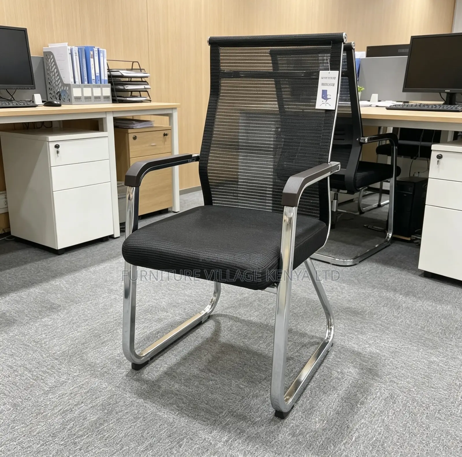 Boardroom Chair; Mesh Mid Back Non Swivel Guest Chair