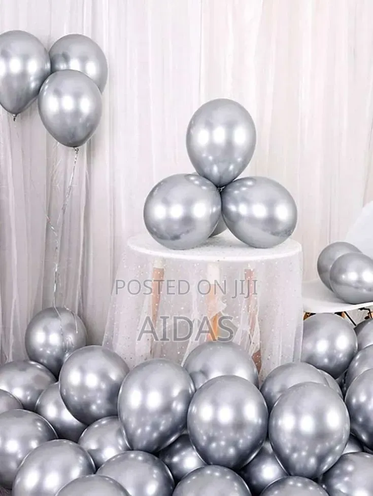 10 Pieces Silver Chrome Balloons