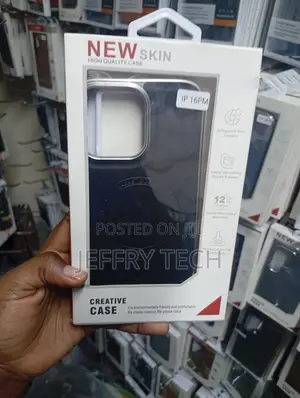 Black "New Skin" Creative Case Packaged for an iPhone 16 Pro Max