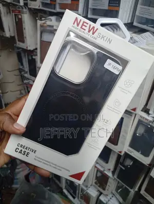 Black "New Skin" Creative Case Packaged for an iPhone 16 Pro Max