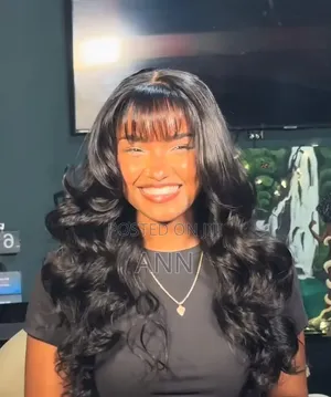 Customized 26 Inch Wavy Synthetic Wig With Curtain Bangs and Fringe