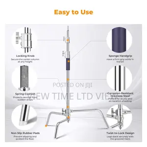 K F Concept 3.3m Heavy Duty Stainless Steel C Stand With Boom Arm