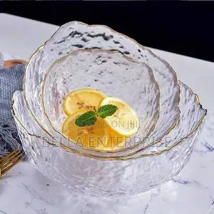 3pc Nordic Golden Edged Glass Plate