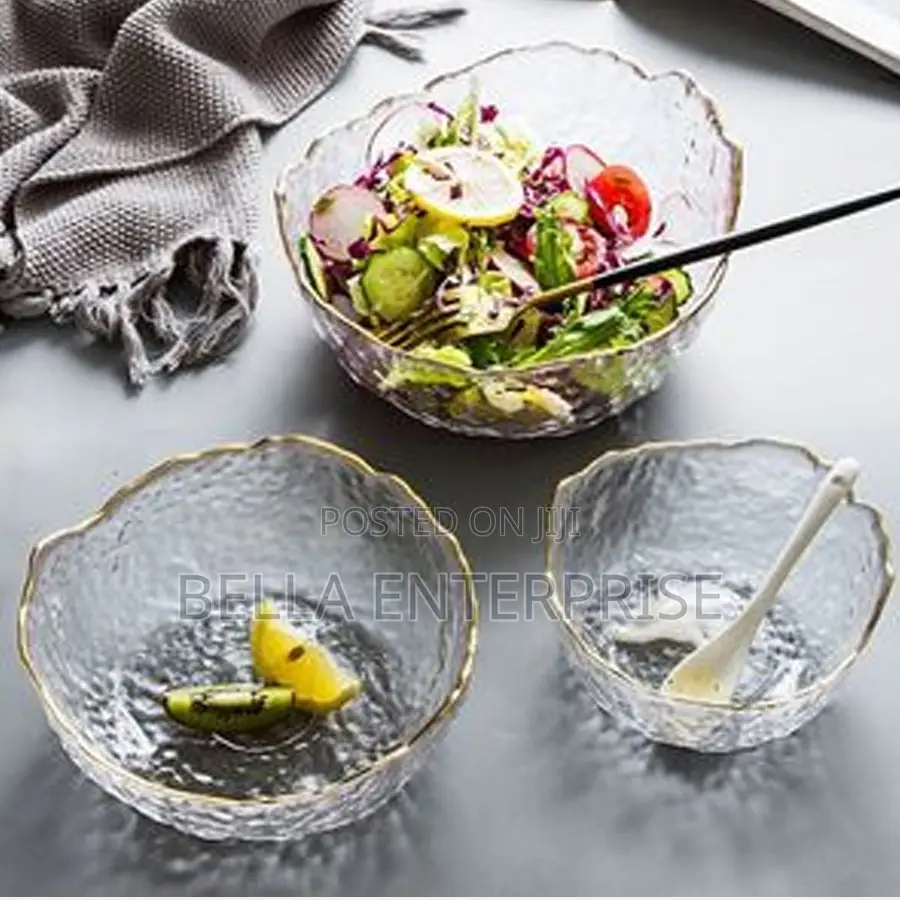3pc Nordic Golden Edged Glass Plate
