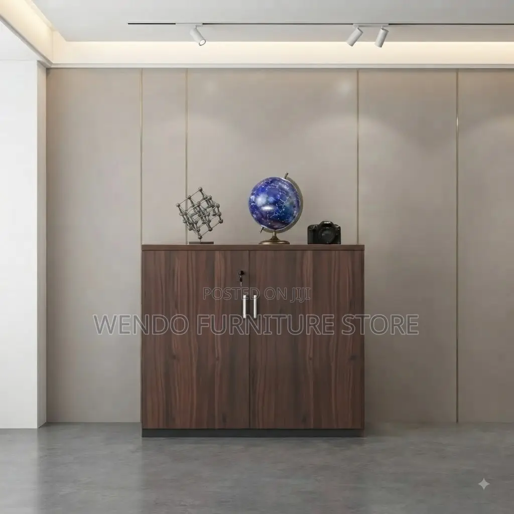 Office Cabinet; Two Doors Brown Color Home Office Credenza