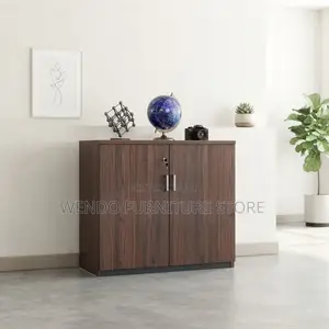 Office Cabinet; Two Doors Brown Color Home Office Credenza