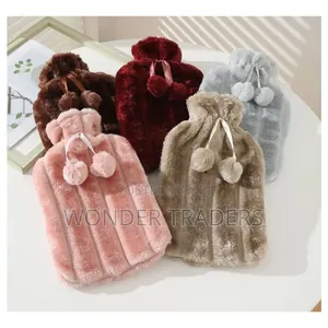 *Fluffy Fabric Covered 2 Litre Hot Water Bottle Bag.