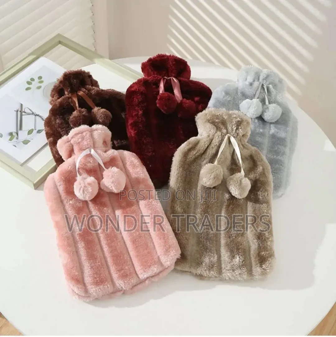 *Fluffy Fabric Covered 2 Litre Hot Water Bottle Bag.