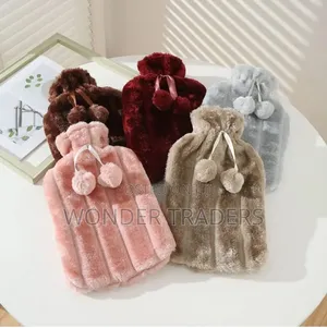 *Fluffy Fabric Covered 2 Litre Hot Water Bottle Bag.