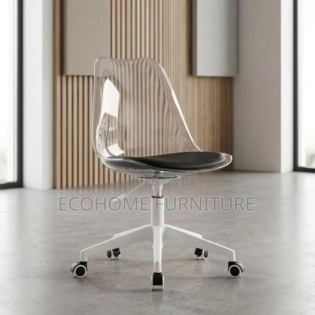 Office Chair Modern Clear Acrylic Swivel With Wheels - thumbnail 2