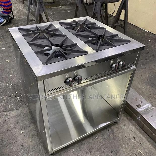 4-Burner Stainless Steel Commercial Cooker