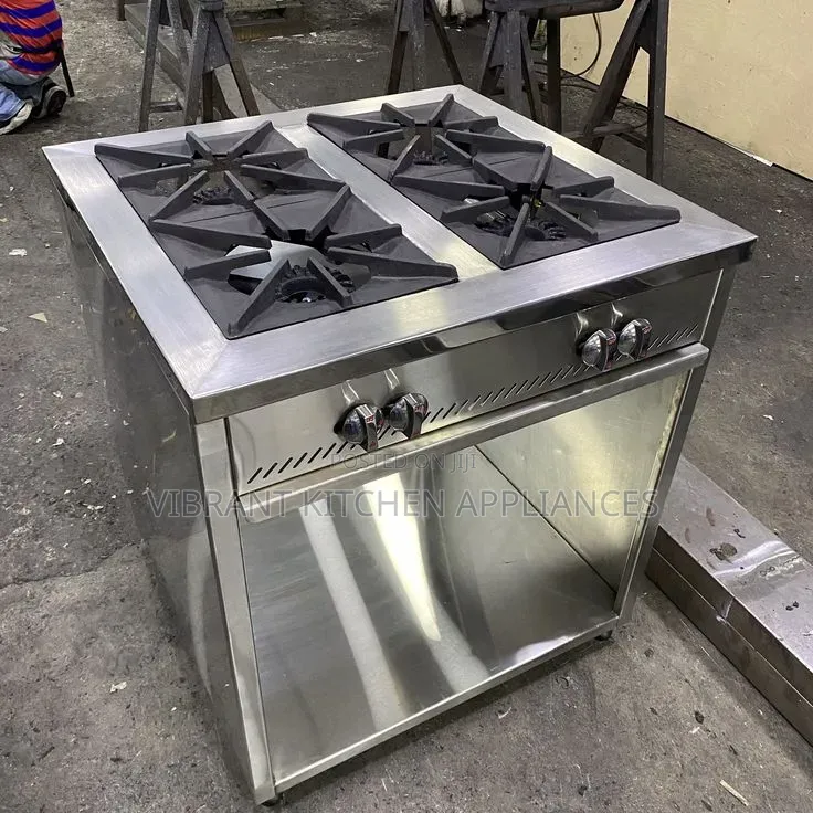 4-Burner Stainless Steel Commercial Cooker