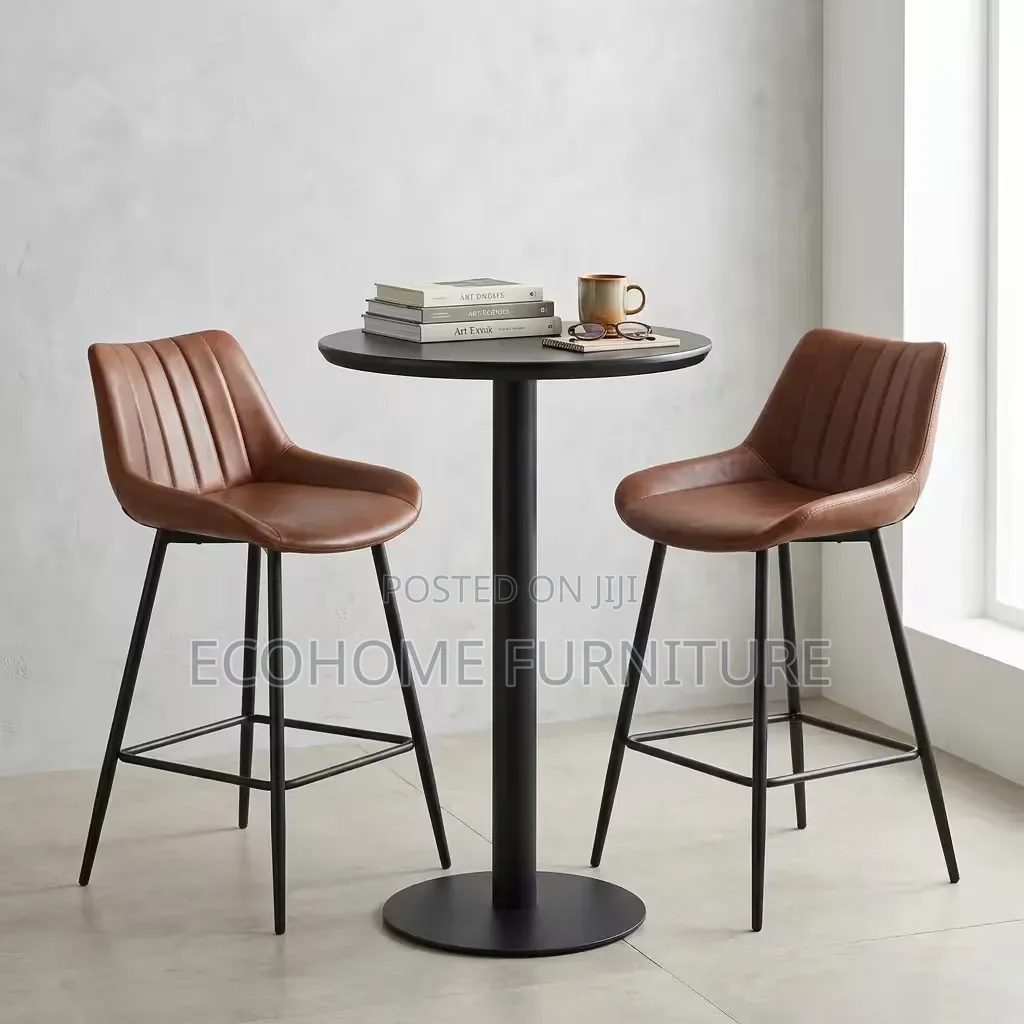 2 Bar Leather High Chairs Modern Stool