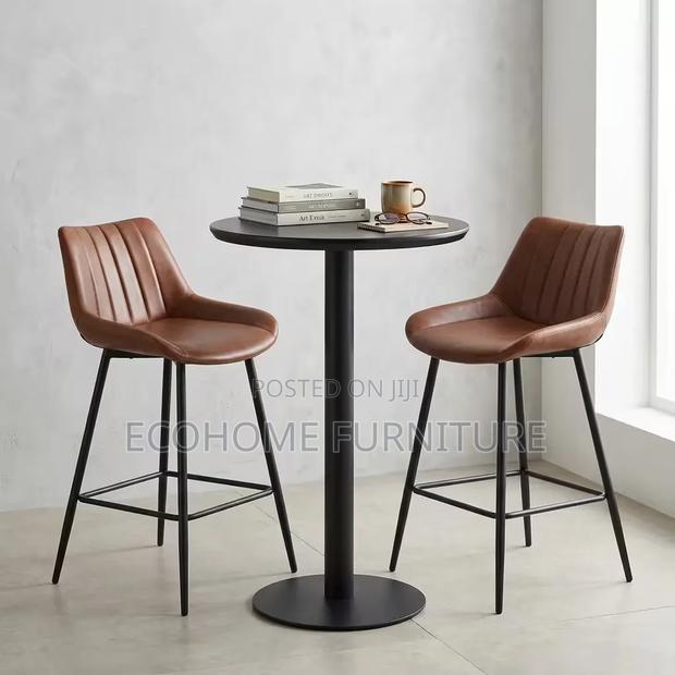2 Bar Leather High Chairs Modern Stool - thumbnail 2