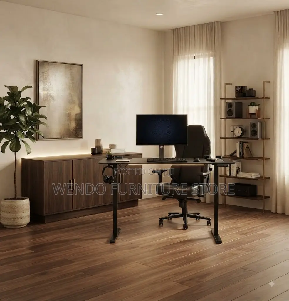 Office Desk; 140CM Black Adjustable Ergonomic Home Desk