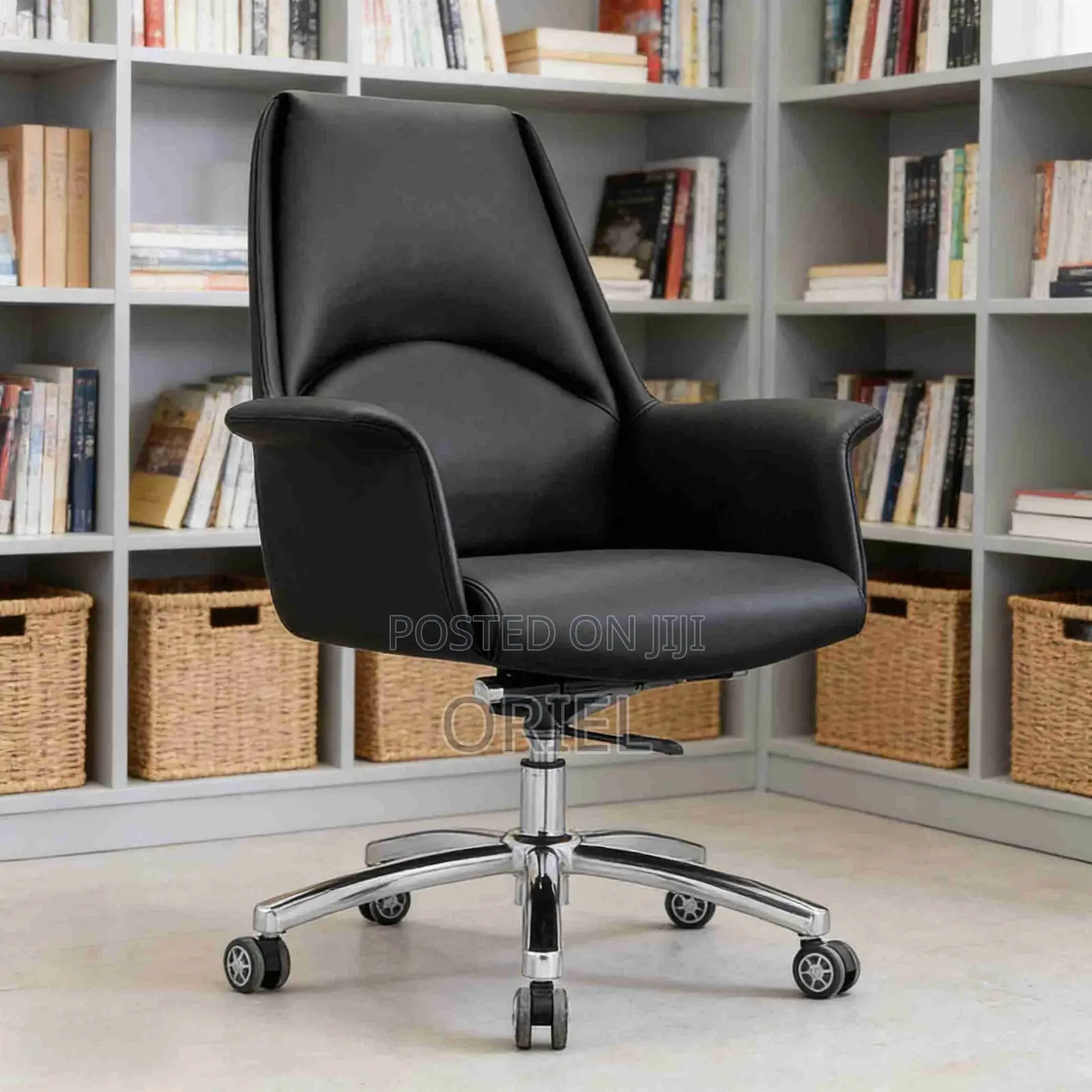 Office Chair : Premium Mid-Back Leather Office Chair
