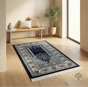 Premium Islamic Wedding Gift - Navy Blue/Tree-of-Life Motif Prayer Rug