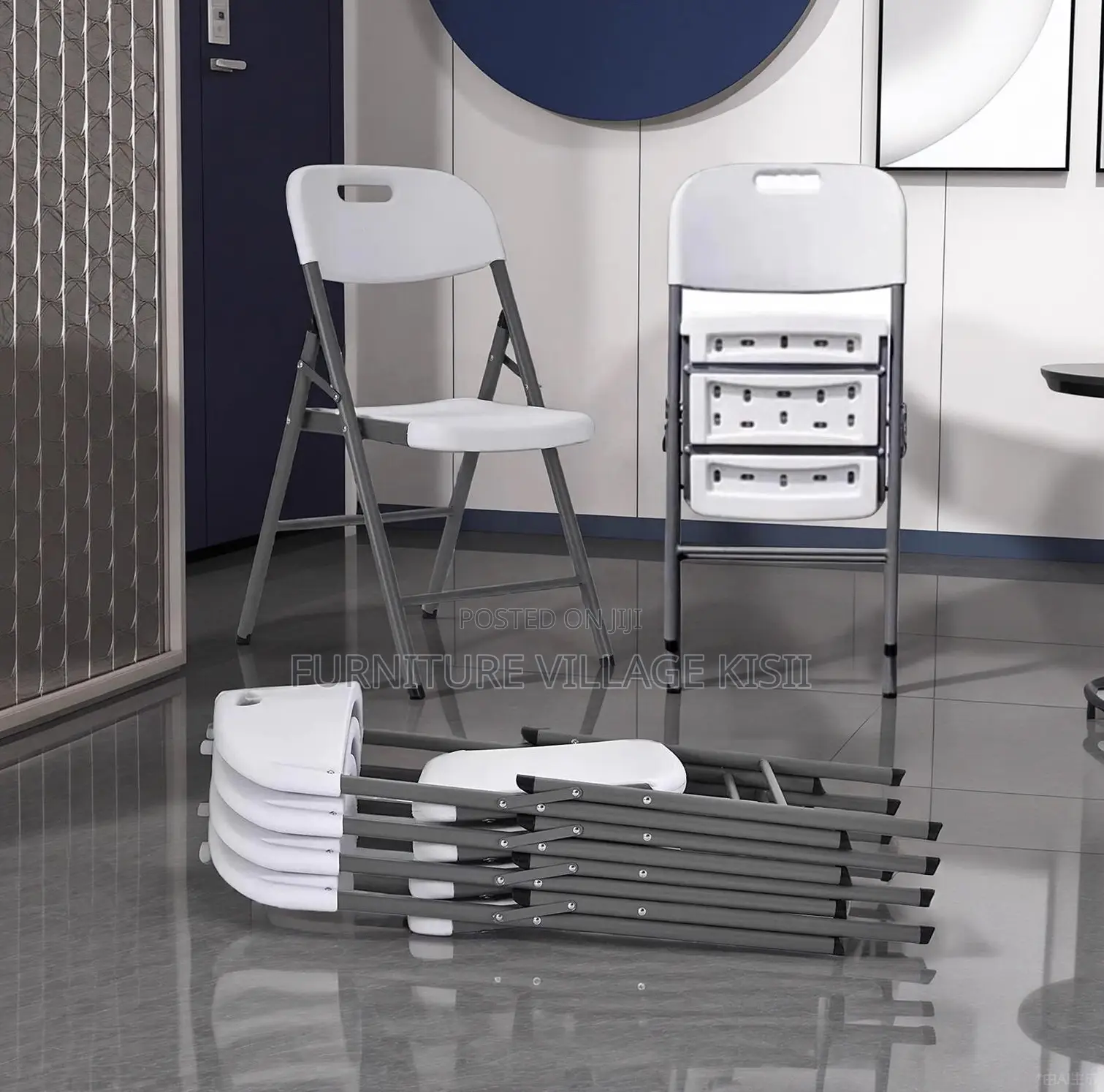 Office Furniture: Foldable, Stackable Plastic Chair